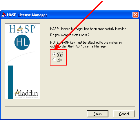 Fig. 77. HASP License Manager starting dialog